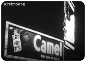 retro message, historical Times Square billboards, video messages