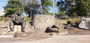 Alex Haley Statue at Morningside Park, located adjacent to the play area where the $1,000 Great US Treasure Hunt coin was found taped to the underside of a playscape step