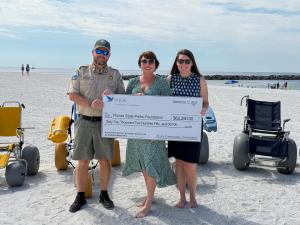 The Florida State Parks Foundation, Florida State Parks and the St. Joe Community Foundation celebrate a grant of more than $60,000 for accessible amenities at state parks in Northwest Florida.