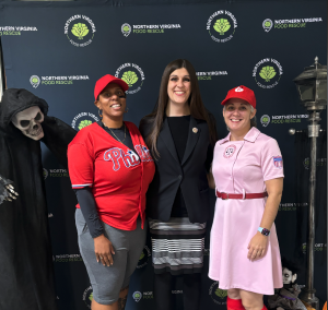 Danica Roem (Virginia State Senator), Dr. Megan Franco (NOVA-FR Executive Director) and Julia Biggins (NOVA-FR Board President) take a photo together at Hunger Is Scary