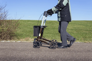 Seniors using lightweight rollators for sale, providing stability and freedom of movement.