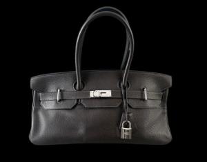 Hermes Ebene Clemence Jean Paul Gaultier designed Shoulder Birkin 42 bag, with Palladium plated hardware, lock, keys, clochette, dust bag and original box ($6,072).