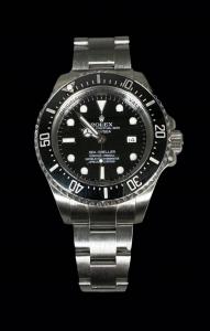 Men's Rolex Sea-Dweller Deep-Sea stainless-steel watch with oyster case, style 116660, with a rotating bezel, a domed synthetic sapphire crystal and titanium alloy case back ($6,765).