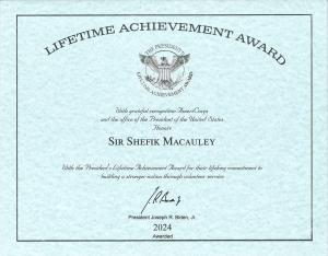 President's Lifetime Achievement Award - Sir Shefik Macauley