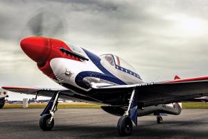 SW-51 Mustang on runway with engine running