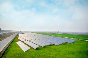 Solar plant that helps power the GMR owned Delhi Airport