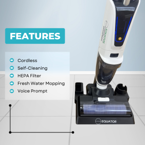 Equator Cordless Self-Cleaning Wet/Dry Vacuum Sweep Mop for Hard floors and Carpets with Voice Prompt