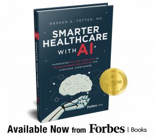 Book cover for Dr. Hassan A. Tetteh's "Smarter Healthcare with AI," a Forbes Books release