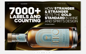 Excerpt from DIELINE Magazine., image of bottle designed by Stranger & Stranger.