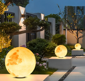 Outdoor Fence Post Lights, Moon Ball Design