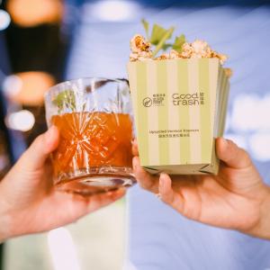 Upcycled venison floss popcorn with negroni pairing