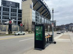 One advert outside of Pittsburgh stadium