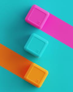 Three FOAM colors in Cyan, Orange and Pink