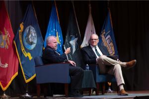 Former U.S. Ambassador to Russia, John J. Sullivan with retired U.S. Army Lt. Gen. Eric Wendt at the Naval Postgraduate School discuss risks facing the U.S. and global security.