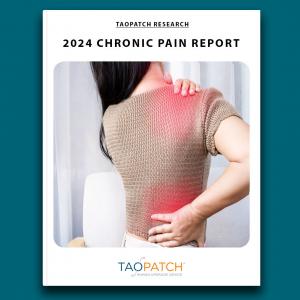 Taopatch 2024 Chronic Pain Report cover featuring a person with highlighted back pain