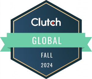 An image showcasing SoftPak's recognition as the Global Leader Fall 2024 by Clutch.co, highlighting the company's achievement as the Best B2B Company in 2024, symbolizing excellence in business-to-business services and client success.