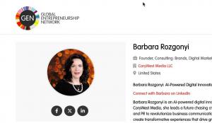 Global Entrepreneurs Network Marketing PR AI Speaker, Barbara Rozgonyi