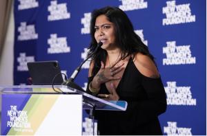 Honoree Sanjana Khan (Laal NYC) accepting the Neighborhood Leadership Award (Photo Credit: Shutterstock / Jared Siskin)