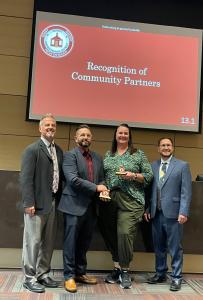 Project Boon executive director and co-founder Chris Suchánek receives the Bonita Purpose Award alongside Bonita Council PTA vice president Vicky Maliszewski, recognized for their exceptional volunteer work in support of Bonita Unified students, during th