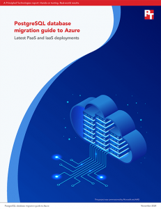 Report with the title "PostgreSQL database migration guide to Azure Latest PaaS and IaaS deployments"