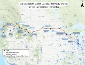 Big Sky North Coast Corridor Route Map formerly known as the North Coast Hiawatha