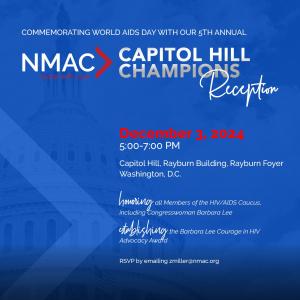 invitation to nmac's hill champions reception dec 3 from 5-7pm est in the rayburn foyer on capitol hill