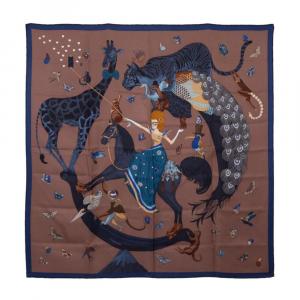 Hermès scarves will include this example designed by Jonathan Burton, a brown, navy and multicolor silk scarf from Hermès’s Spring/Summer 2022 Story collection (est. $300-$500).