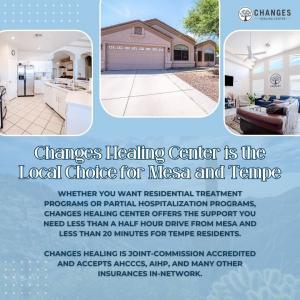 Three images of their residential program shows the concept of For clients across the Valley and Maricopa County, Changes Healing Center offers proven recovery support programs