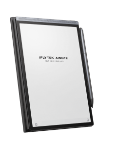 The iFLYTEK AINOTE AIR 2, a digital notepad with a paper-like screen and stylus for handwriting and voice-to-text capabilities.