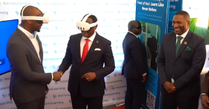 His Excellency Dr. Lazarus Chakwera and Dr. Jeff Bordes experience the VR LAB