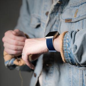 Nylon Sports Apple Watch Strap in Blue by DiscountAStraps