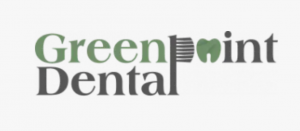 Greenpoint Dental Center Logo, the p in Greenpoint looks like a toothbrush and the o looks like a tooth