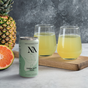 NA Can with pineapple served as a mocktail