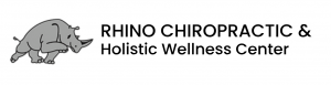 Text that says "Rhino Chiropractic & Holistic Wellness Center" With a Rhino picture on the left