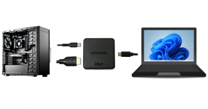 Cytrence Kiwi KVM connects a PC, delivering full HD video and seamless keyboard and mouse control.