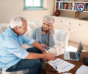 "An elderly homeowner upset by a contractor's poor workmanship, symbolizing the need for trusted help