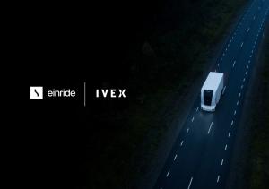 Logo of Einride and IVEX with a truck on the right side