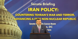 Senator Cruz," Tehran’s proxies’ vulnerabilities, stating, “Iran’s proxies, from Hamas to Hezbollah to Assad in Syria, have all utterly collapsed.” He call for regime change: “The Ayatollah will fall,  and we will see free and democratic elections in  Iran.”