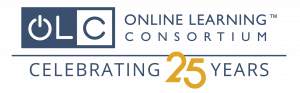 Online Learning Consortium's 25th Anniversary Logo, with tagline "celebrating 25 years"