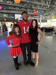 Lisa Yob, Director of Philanthropy -Yob Family Foundation; Chris Godwin, All-Star wide receiver for the Tampa Bay Buccaneers and founder of Team Godwin Foundation, a partner in this year’s event; and Stephanie Holdsworth, Platinum Sponsor from ClearEdge Title.