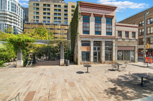 Historic building at 114 E Main Plaza in San Antonio is for sale.