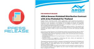 JOOLA Renews Pickleball Distribution Contract with Arise Pickleball for Thailand