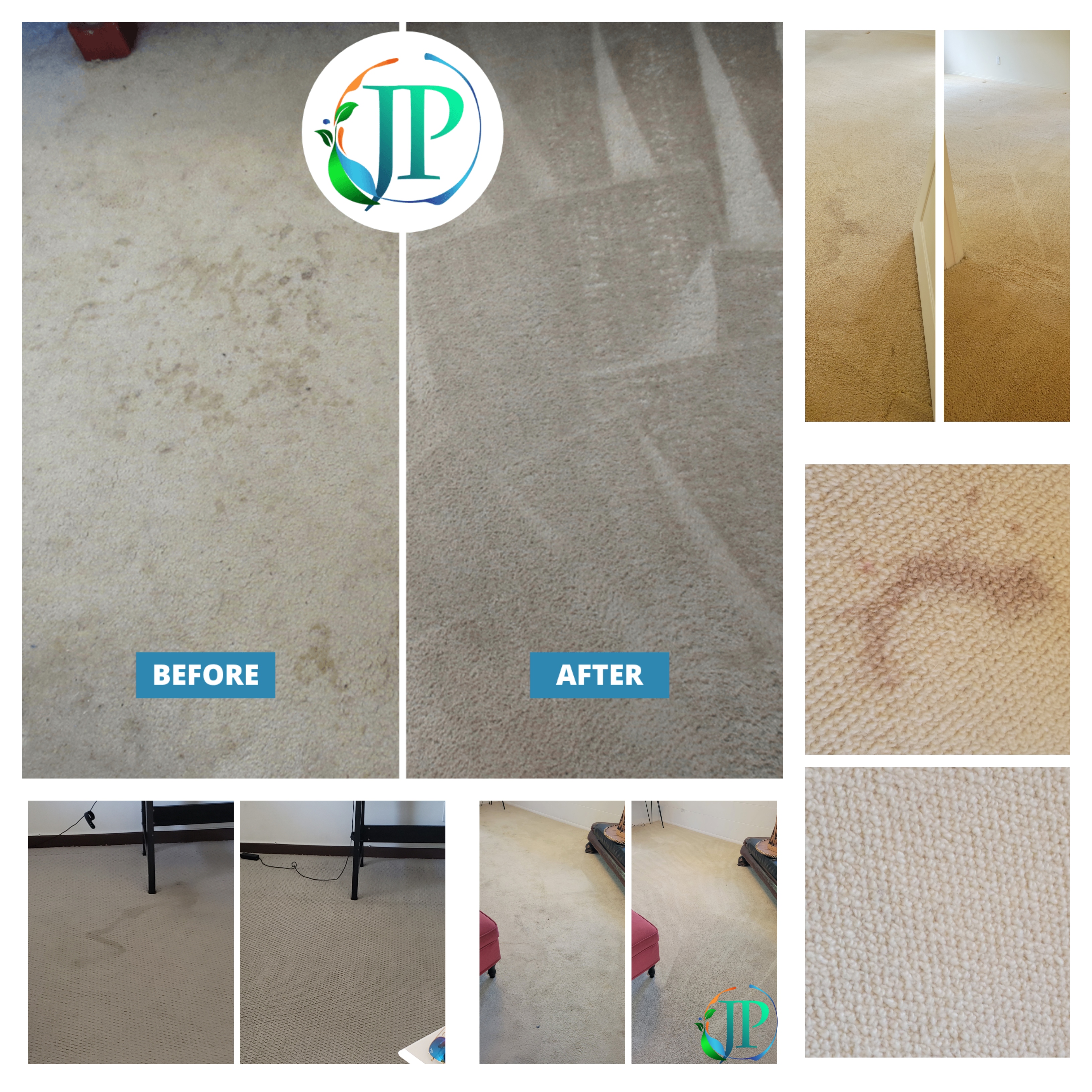 Carpet Cleaning before and after collage