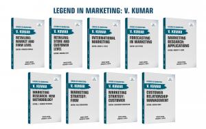 "Cover display of the 'Legend in Marketing' series by V. Kumar, featuring key titles like Retailing: Market and Firm Level, Customer Relationship Management, and Forecasting in Marketing."