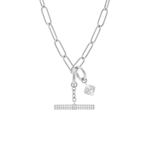 Phoebe necklace with Clio and Selene charms in rhodium-plated sterling silver