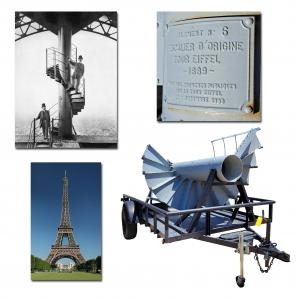 Circa 1889 wrought-iron architectural artifact salvaged from Paris’s Eiffel Tower in 1983. Stairway Section #6, comprised of 12 steps, housed in a special cradle and trailer (est. $50,000-$75,000).