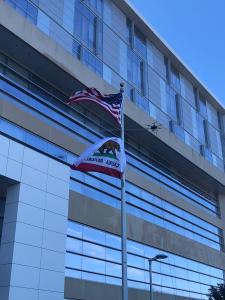 Spray Tech drone performing inspections at Torrance Memorial Medical Center, showcasing innovation in urban resilience and sustainability.