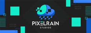 The Pixelrain Studios logo in a landscape format