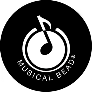 music note inside an album representing the logo for Musical Bead LLC