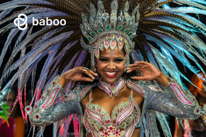 Happy dancer in Rio Carnival in Brazil